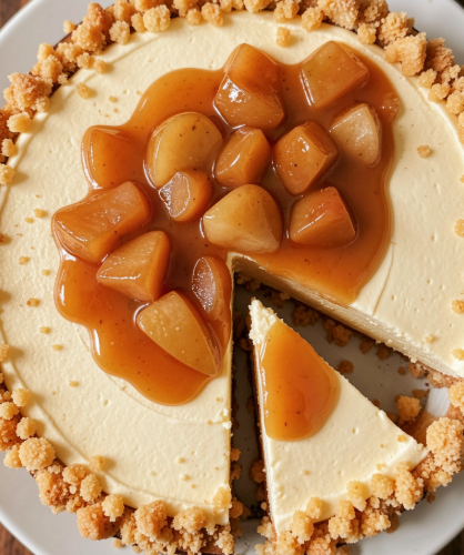 Best Salted Caramel Apple Crumble Cheesecake Recipe