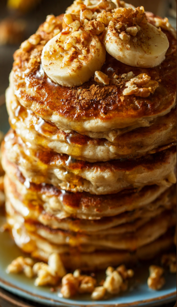Fluffy Vegan Banana Nut Pancakes