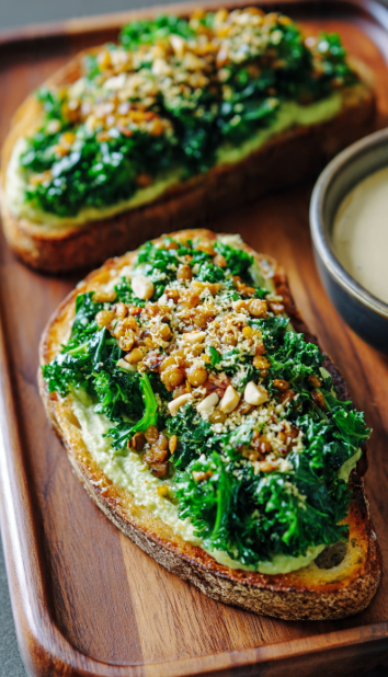 Vegan Kale Caesar Salad Toast