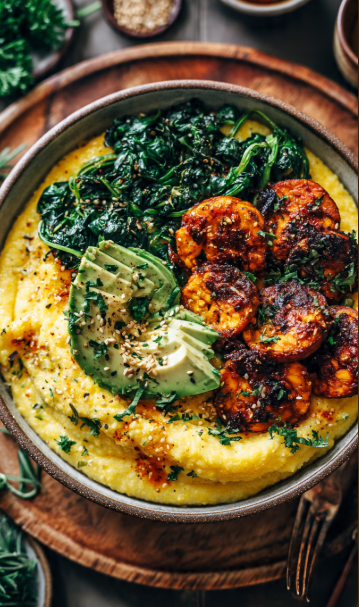Vegan Breakfast Polenta Bowl with Crispy Smoky
